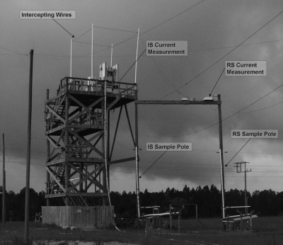 Tower for launching rockets trailing grounded wires for triggering lightning, along with ball lightning experimental setup